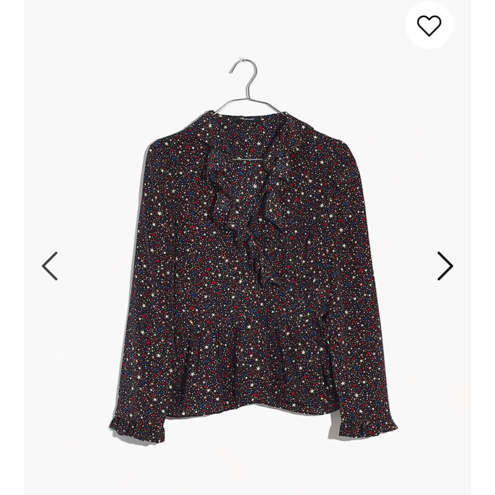 Madewell Ruffle-Hem Wrap Top in Starry Night